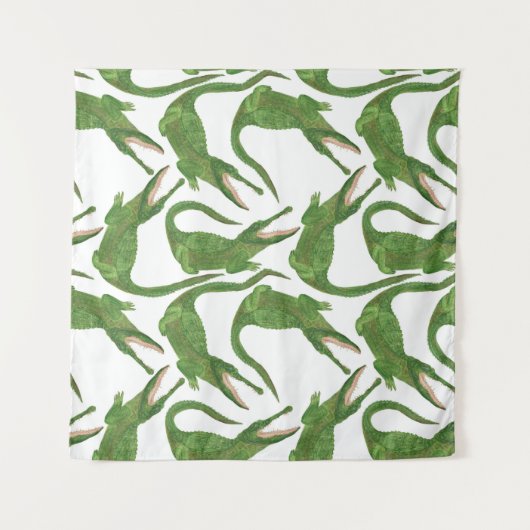 Krokodil Witte Waterverf Array Wandkleed (Voorkant)