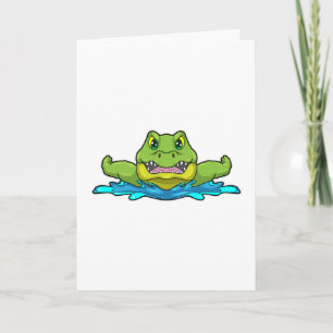 Krokodil zwemt in water kaart