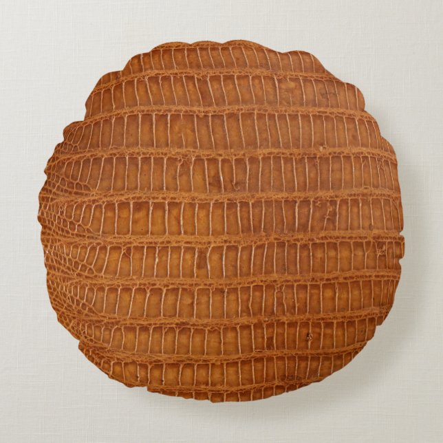 Krokodilalligator reptielleder textuur dicht bij e rond kussen (Voorkant)