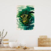 Krokodilhorloge – Roofdier in het moeras Poster (Keuken)