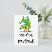 krokodille cartoon dansen kaart (Staand voorkant)