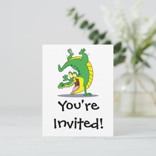 krokodille cartoon dansen kaart (Staand voorkant)