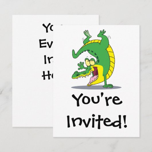 krokodille cartoon dansen kaart (Voorkant / Achterkant)