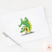 krokodille cartoon dansen ovale sticker (Envelop)