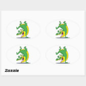 krokodille cartoon dansen ovale sticker (Vel)