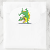 krokodille cartoon dansen ovale sticker (Tas)