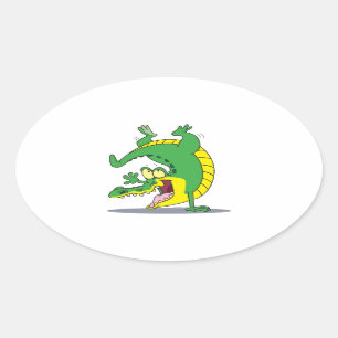 krokodille cartoon dansen ovale sticker