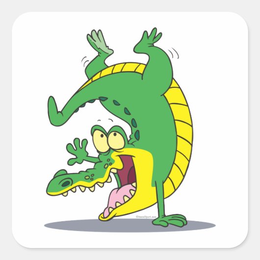 krokodille cartoon dansen vierkante sticker (Voorkant)