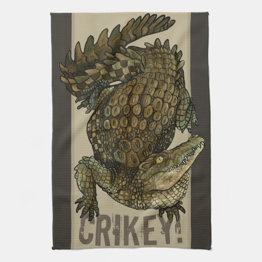 Krokodille Crikey! Theedoek (Verticaal)