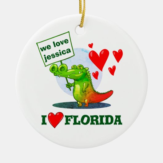 krokodille grappige cartoon ik hou van florida keramisch ornament (Voorkant)