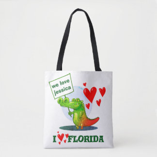 krokodille grappige cartoon ik hou van florida tote bag