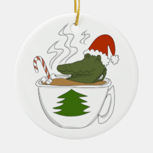 Krokodille kerst keramisch ornament