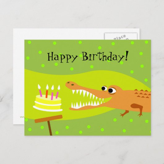 Krokodille Verjaardag Briefkaart (Voorkant / Achterkant)