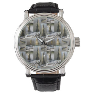 Krokodillen die fotocollage afgeven, horloge