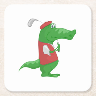 Krokodillen die golfgolf cartoons kartonnen onderzetters