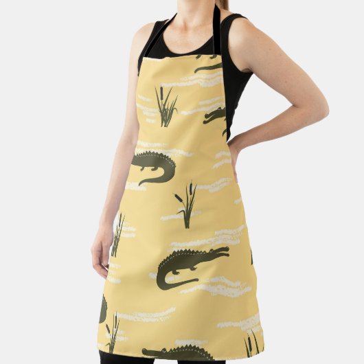 krokodillen: geel naadloos patroon schort (Insitu)