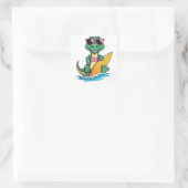 Krokodillen-Surfer Vierkante Sticker (Tas)