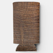 Krokodillenalligator bruin leer-look huid exotisch seltzer blikjeskoeler (Achterkant)