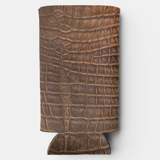 Krokodillenalligator bruin leer-look huid exotisch seltzer blikjeskoeler (Achterkant)