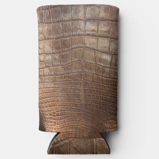 Krokodillenalligator bruin leer-look huid exotisch seltzer blikjeskoeler (Voorkant)
