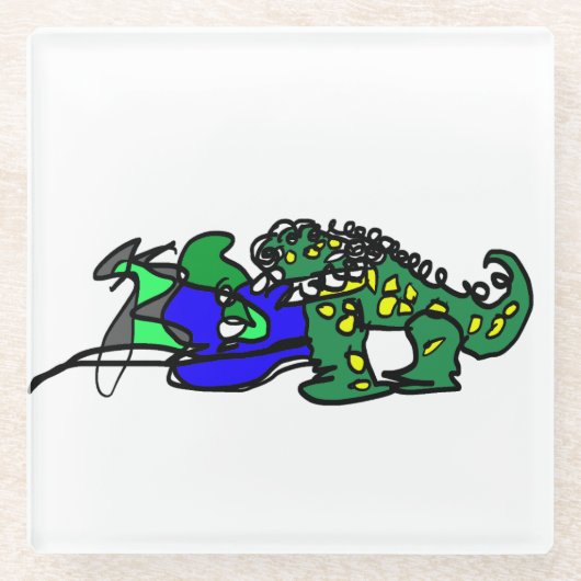 Krokodillenbeat Glazen Onderzetter (Voorkant)