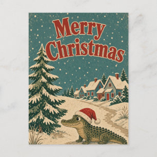 Krokodillendorpspad Dier Kerstmis Briefkaart