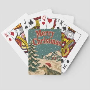 Krokodillendorpspad Dier Kerstmis Pokerkaarten
