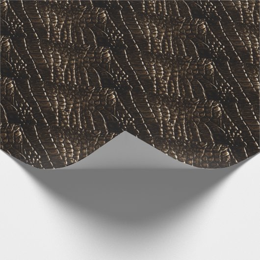 Krokodillenglafpapier, zwart, bruin cadeaupapier (Hoek)