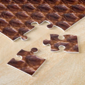 Krokodillenhuid: bruine lederen textuur legpuzzel (Zijkant)