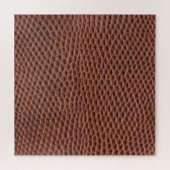Krokodillenhuid: bruine lederen textuur legpuzzel (Horizontaal)