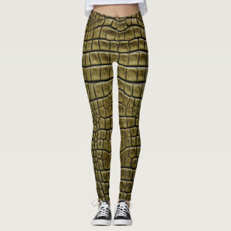 Krokodillenhuid Print Bruine Leggings & Yogabroek