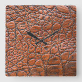 Krokodillenleer nep look vierkante klok (Voorkant)