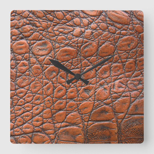 Krokodillenleer nep look vierkante klok (Voorkant)