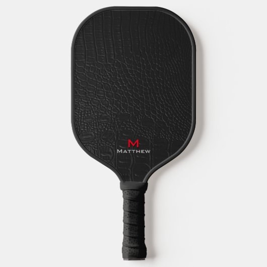 Krokodillenleer textuur rode letters pickleball paddle (Voorkant)