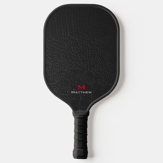 Krokodillenleer textuur rode letters pickleball paddle (Achterkant)