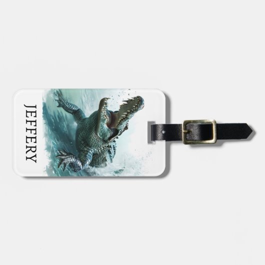 Krokodillenliefhebber reptiel alligator monogram bagagelabel (Voorkant horizontaal)