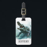 Krokodillenliefhebber reptiel alligator monogram bagagelabel<br><div class="desc">Dit ontwerp is gemaakt met behulp van digitale kunst. Het kan in het gebied worden aangepast door de klik aan te passen en de naam, initialen of woorden aan te passen. U kunt de tekstkleur en de stijl ook veranderen of de tekst voor een slechts ontwerp van het afbeelding schrappen....</div>