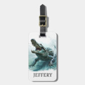 Krokodillenliefhebber reptiel alligator monogram bagagelabel (Voorkant verticaal)