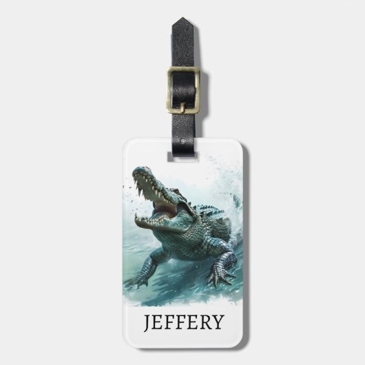 Krokodillenliefhebber reptiel alligator monogram bagagelabel (Voorkant verticaal)