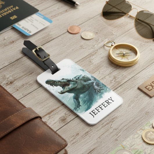 Krokodillenliefhebber reptiel alligator monogram bagagelabel