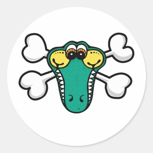 Krokodillenschedel en gekruiste botten ronde sticker (Voorkant)