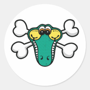 Krokodillenschedel en gekruiste botten ronde sticker