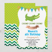 Krokodillenverjaardagsuitnodiging Kaart (Voorkant / Achterkant)