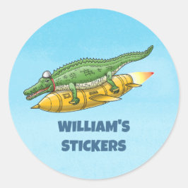 Krokodils Gouden Raket Ronde Sticker