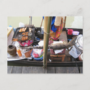 Krokodilvlees BBQ ... Thailand Street Food Briefkaart