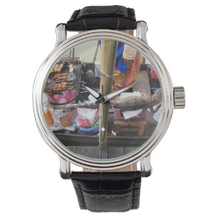 Krokodilvlees BBQ ... Thailand Street Food Horloge