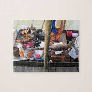 Krokodilvlees BBQ ... Thailand Street Food Legpuzzel