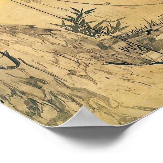 Krokoen en herons Japanse inktvis en papier Poster (Hoek)