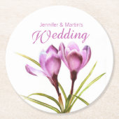 Krokus waterverf kunst paarse bruiloft onderzetter (Voorkant)