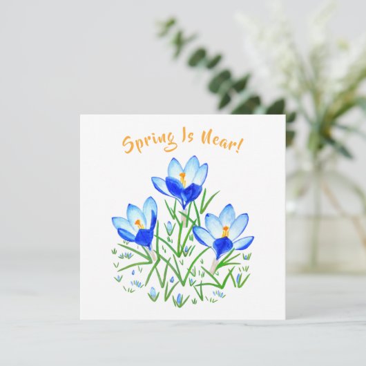 Krokusbloem op witte kaart (Staand voorkant)